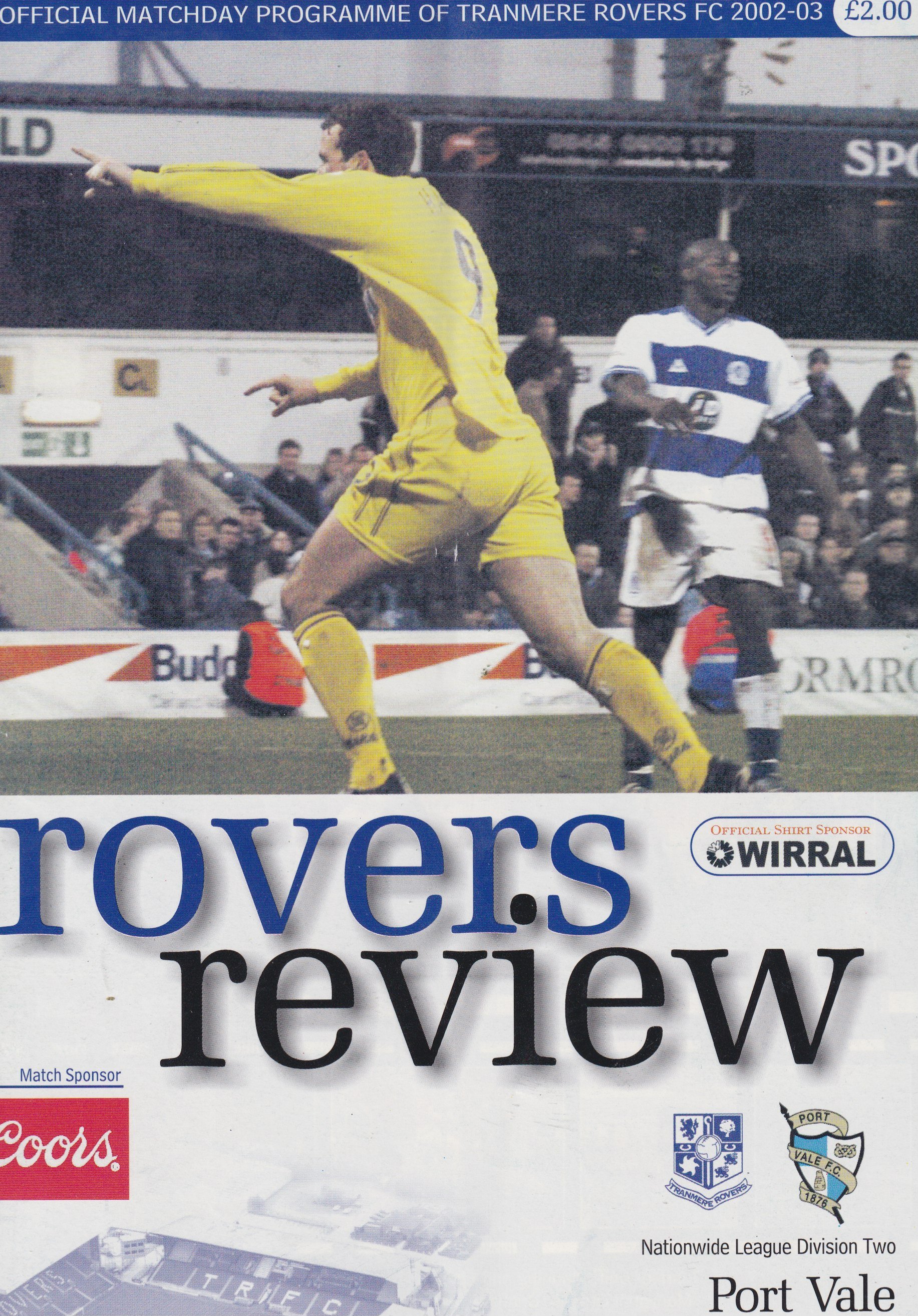 Tranmere Rovers v Port Vale match programme